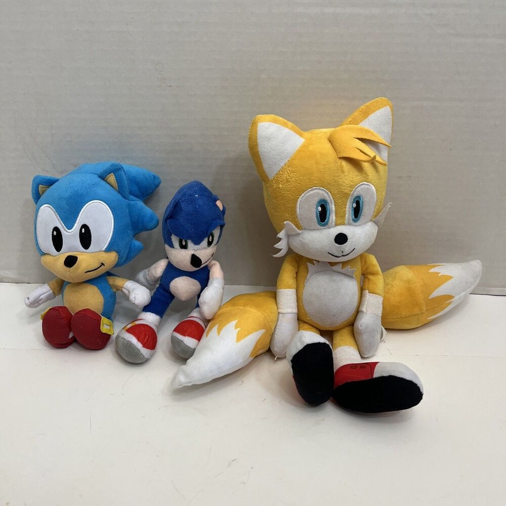 Lot Of 3 Sonic The Hedgehog Plush Tails 13” 7” 8” Stuffed Animals